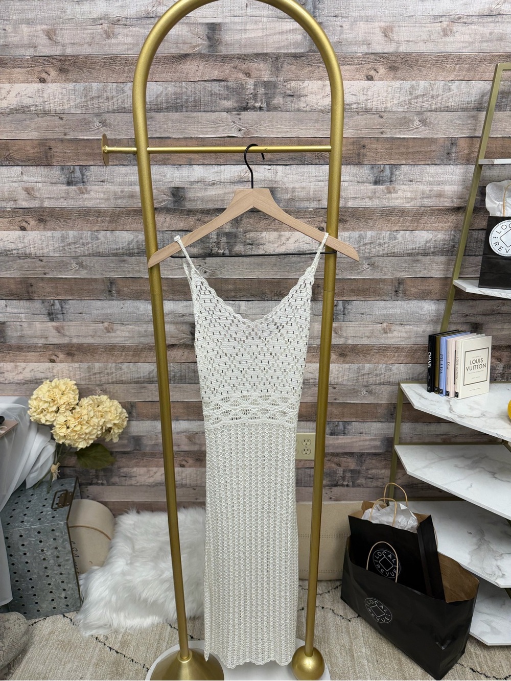 bebe Cream Crochet Maxi Swim Coverup